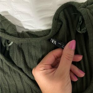 Zara green maxi dress with cutouts on the side